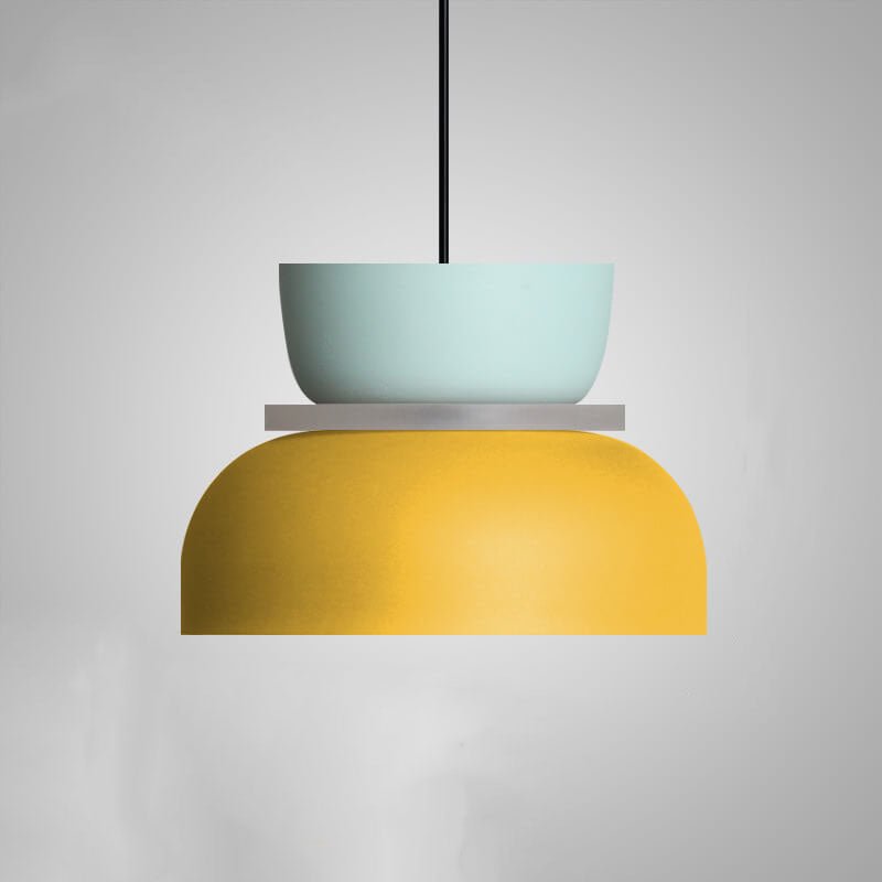 Nordic Metal LED Pendant Light Macaron Tiered Shade View 18