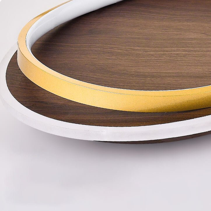 Nordic Minimalist Circular Walnut Grain LED Flush Mount Ceiling Light Full
