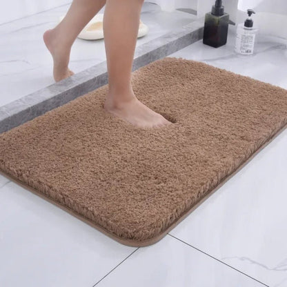 Plush Faux Fur Microfibre Bath Rug Foot Cutout Close Up