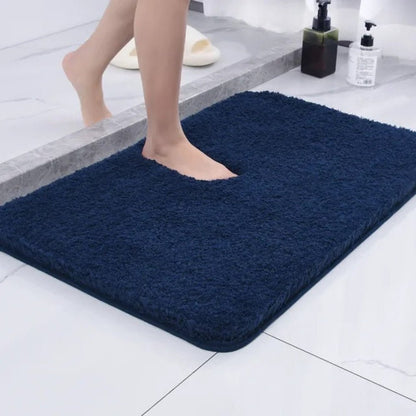Plush Faux Fur Microfibre Bath Rug Foot Cutout Front