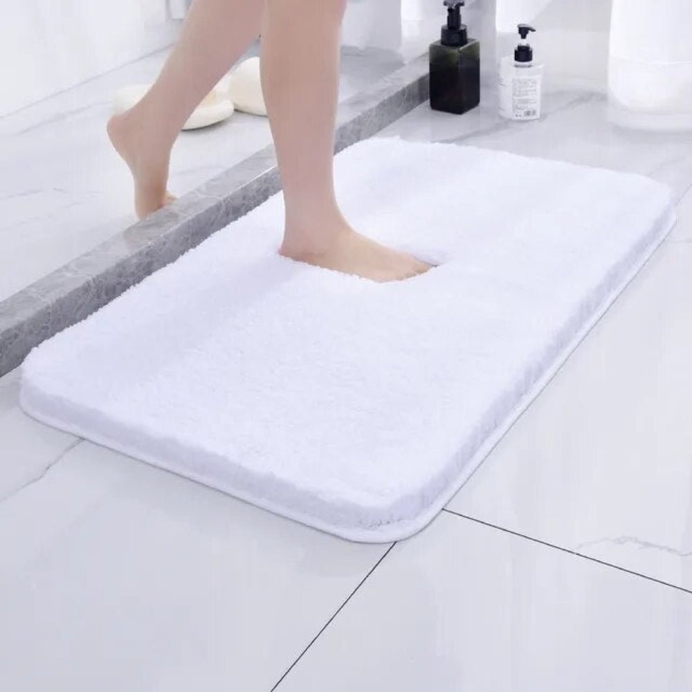 Plush Faux Fur Microfibre Bath Rug Foot Cutout Side