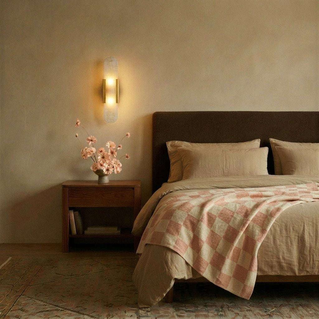 Post-Modern Alabaster Wall Lamp Capsule Shade Angle