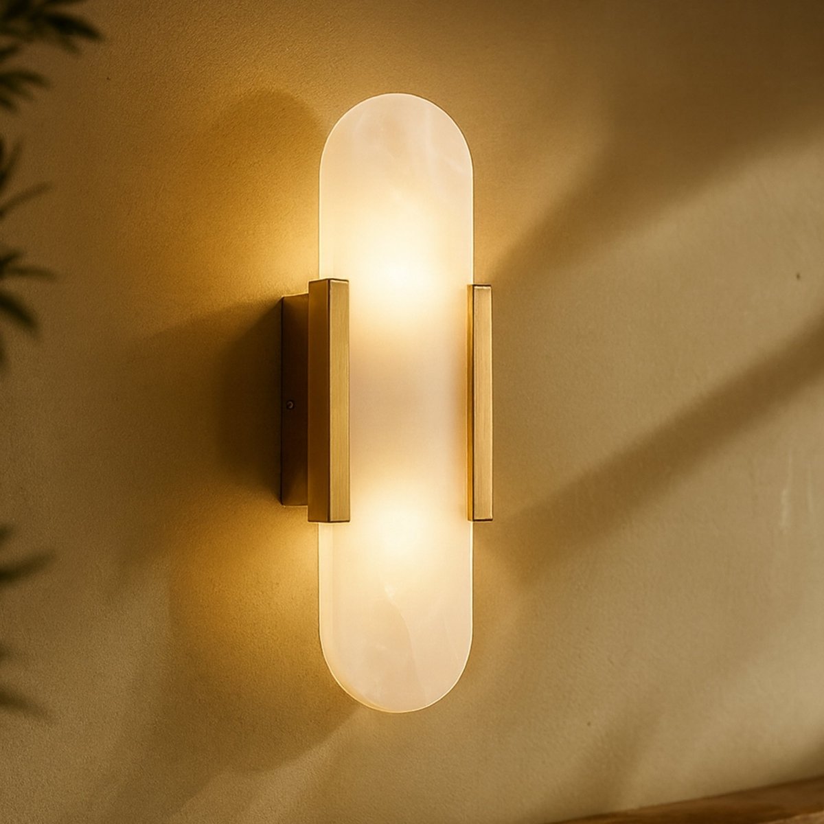 Post-Modern Alabaster Wall Lamp Capsule Shade Back