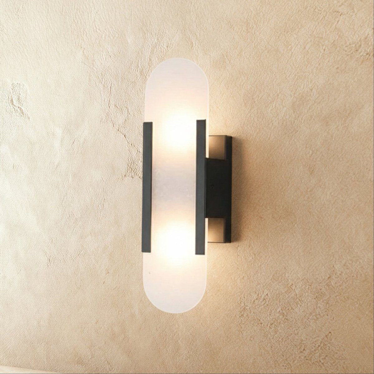 Post-Modern Alabaster Wall Lamp Capsule Shade Front