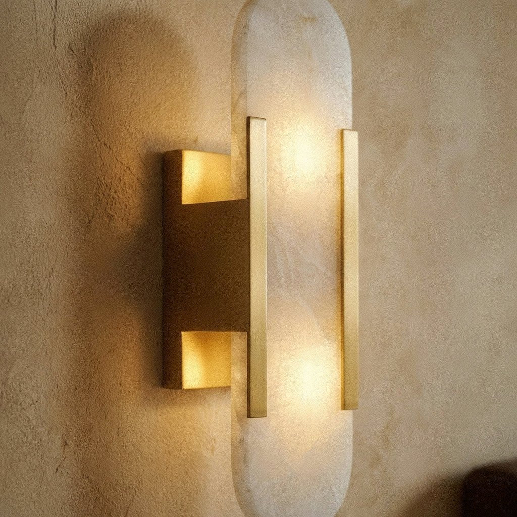 Post-Modern Alabaster Wall Lamp Capsule Shade Full