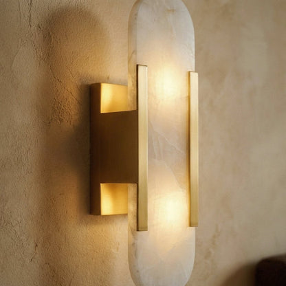 Post-Modern Alabaster Wall Lamp Capsule Shade Full