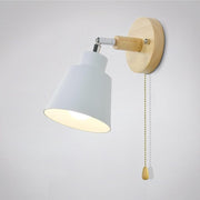 Adjustable Modern Wall Light with Pull Chain Switch | Modern Wooden Base Bedroom