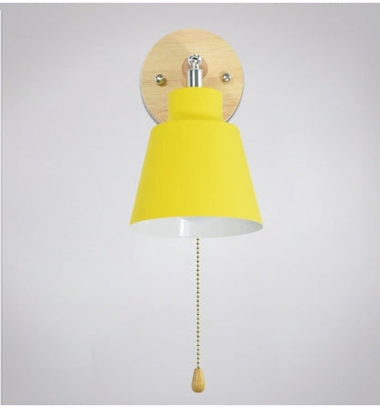 Adjustable Modern Wall Light with Pull Chain Switch | Modern Wooden Base Bedroom