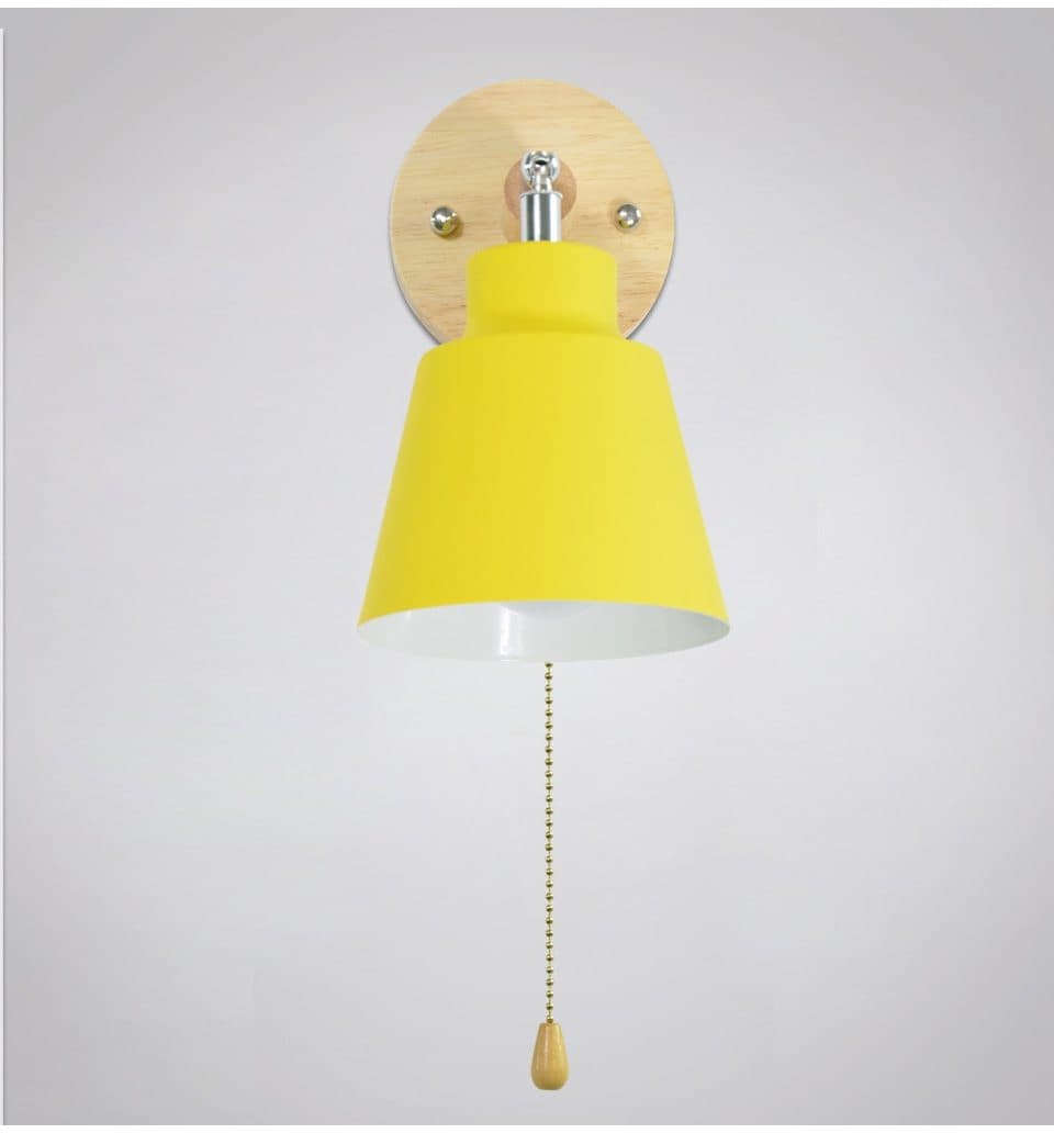 Adjustable Modern Wall Light with Pull Chain Switch | Modern Wooden Base Bedroom