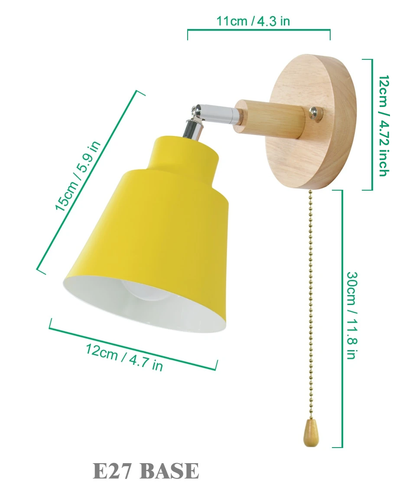 Adjustable Modern Wall Light with Pull Chain Switch | Modern Wooden Base Bedroom