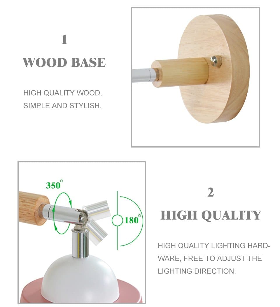 Adjustable Modern Wall Light with Pull Chain Switch | Modern Wooden Base Bedroom