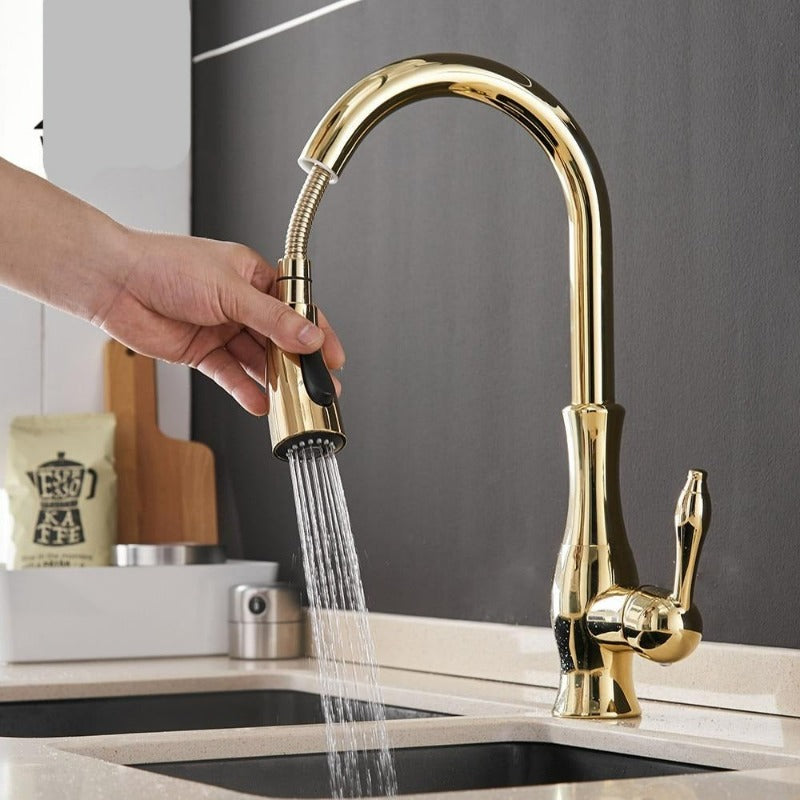 Kitchen Sink Mixer Tap With Pull-Out Spray | Single Lever High Arc