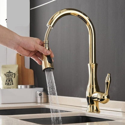 Kitchen Sink Mixer Tap With Pull-Out Spray | Single Lever High Arc