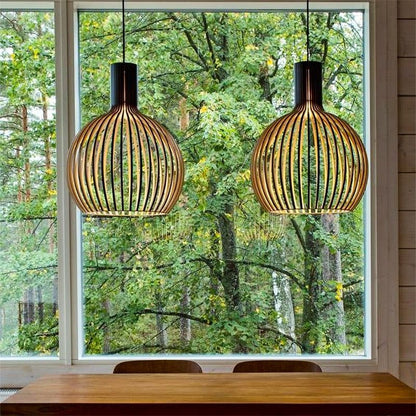 Ceiling Pendant Light Wood Finish | Geometric Design for Home Decor