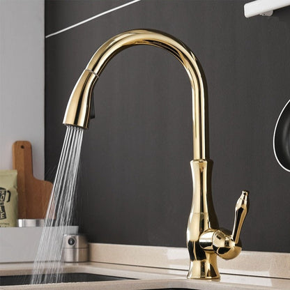 Kitchen Sink Mixer Tap With Pull-Out Spray | Single Lever High Arc