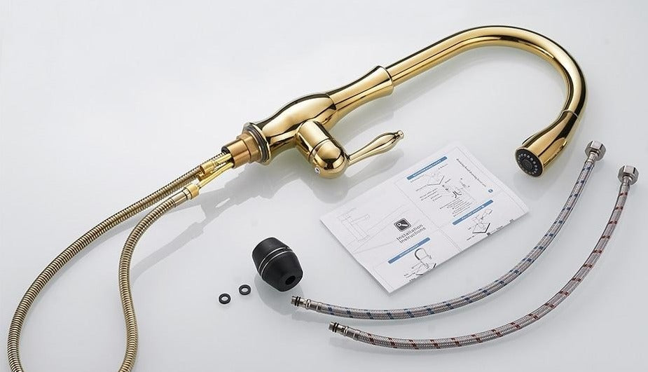 Kitchen Sink Mixer Tap With Pull-Out Spray | Single Lever High Arc