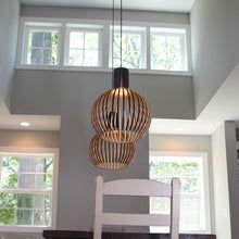 Ceiling Pendant Light Wood Finish | Geometric Design for Home Decor