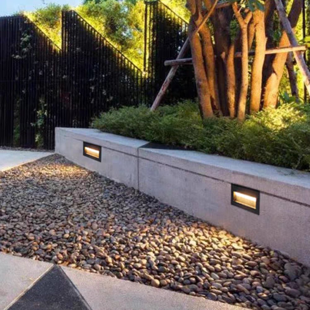 Ray Modern Metal Square Outdoor Deck/Step Light, Black Front