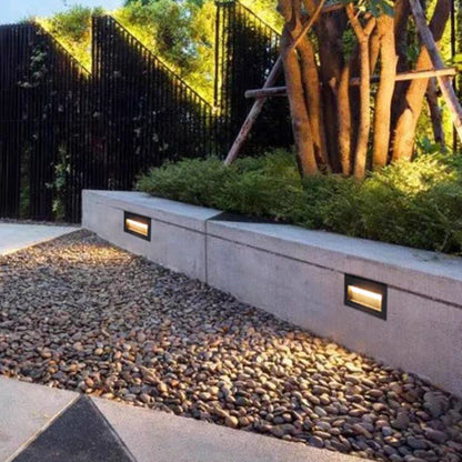 Ray Modern Metal Square Outdoor Deck/Step Light, Black Front