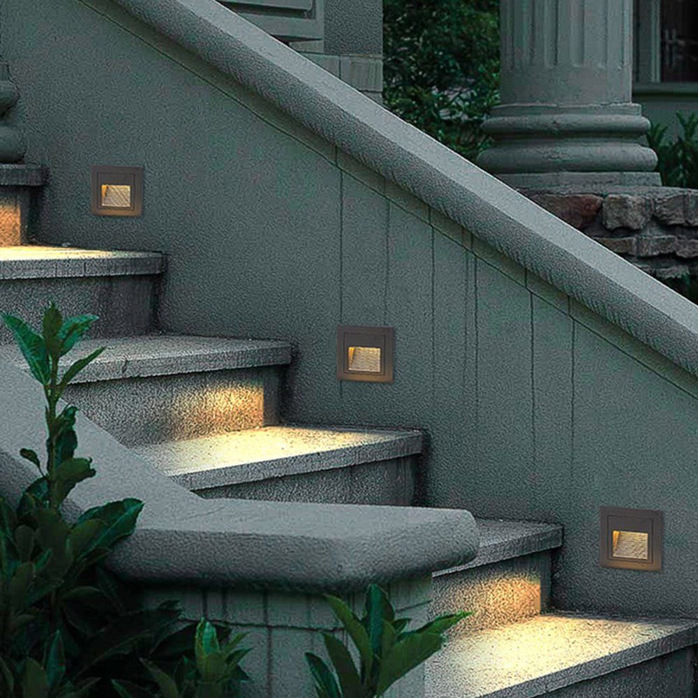Ray Modern Metal Square Outdoor Deck/Step Light, Black Full
