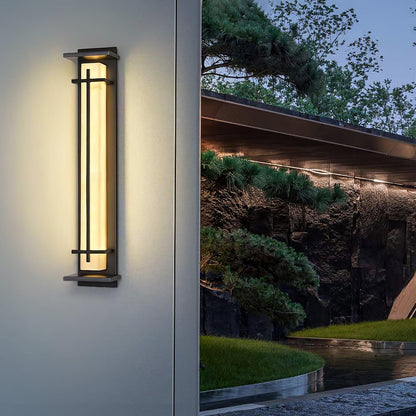 Ray Square Outdoor Wall Light  Imitation Alabaster Waterproof Back
