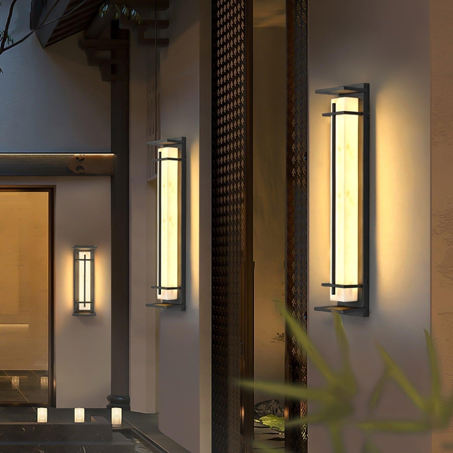 Ray Square Outdoor Wall Light  Imitation Alabaster Waterproof Close Up