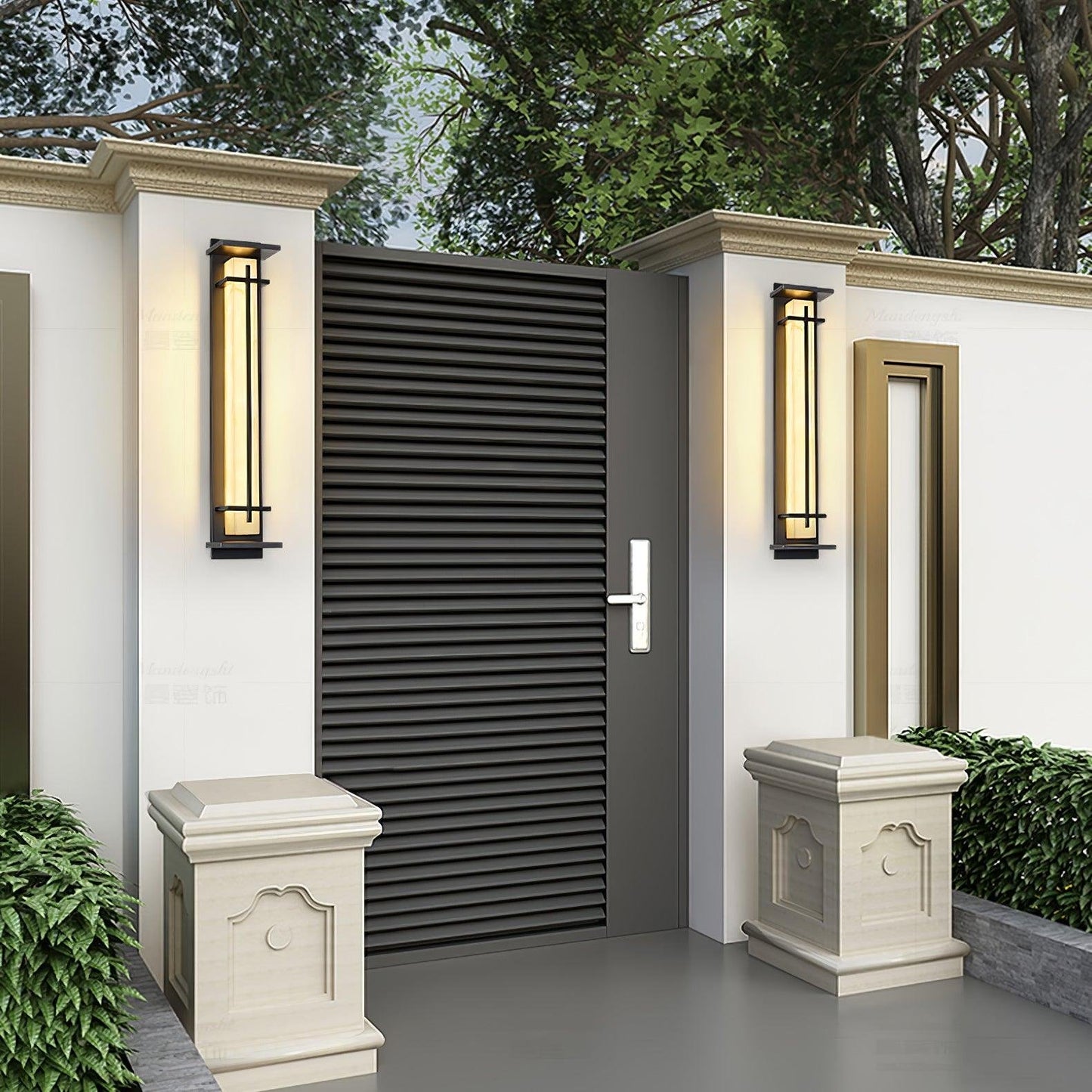 Ray Square Outdoor Wall Light  Imitation Alabaster Waterproof Full