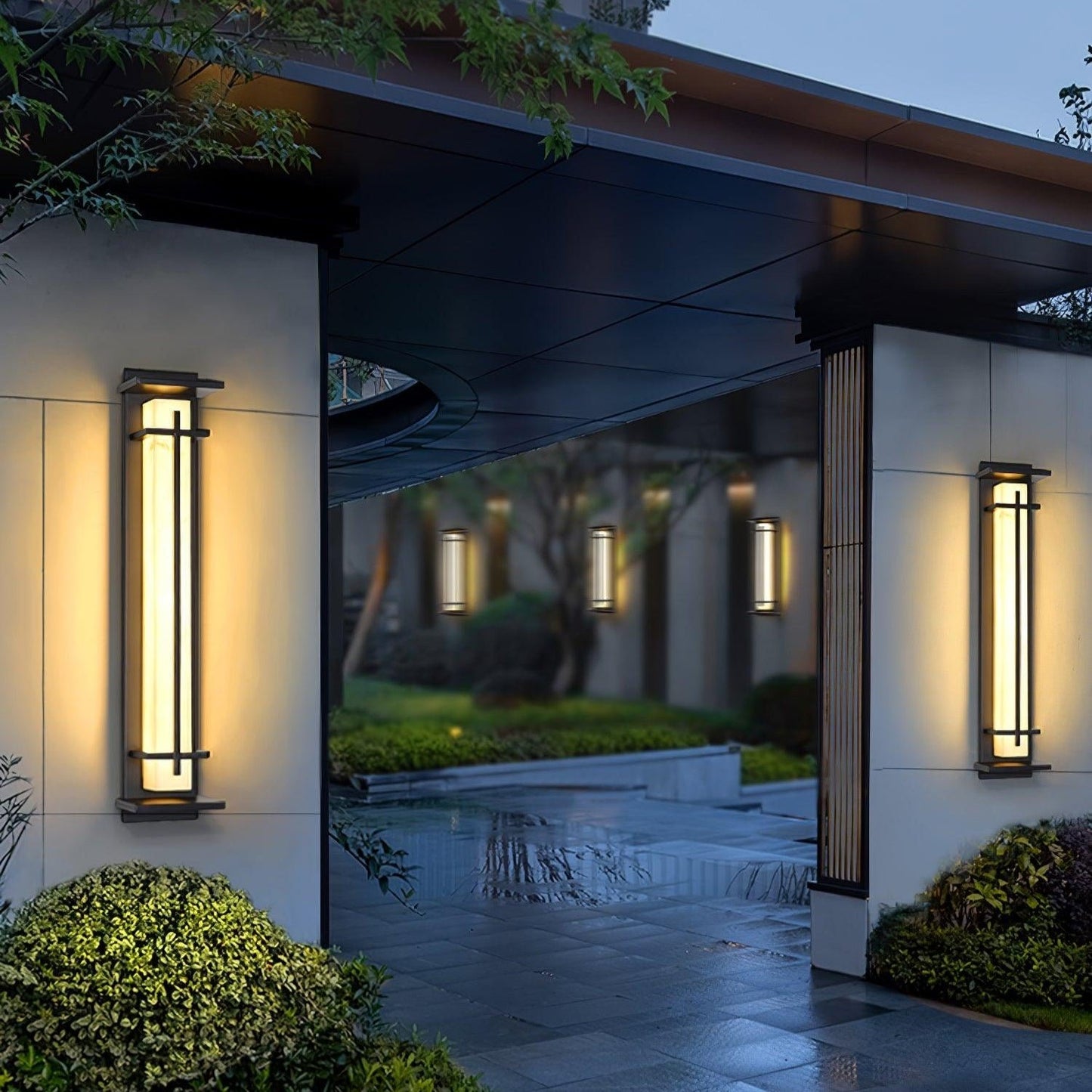 Ray Square Outdoor Wall Light  Imitation Alabaster Waterproof Side