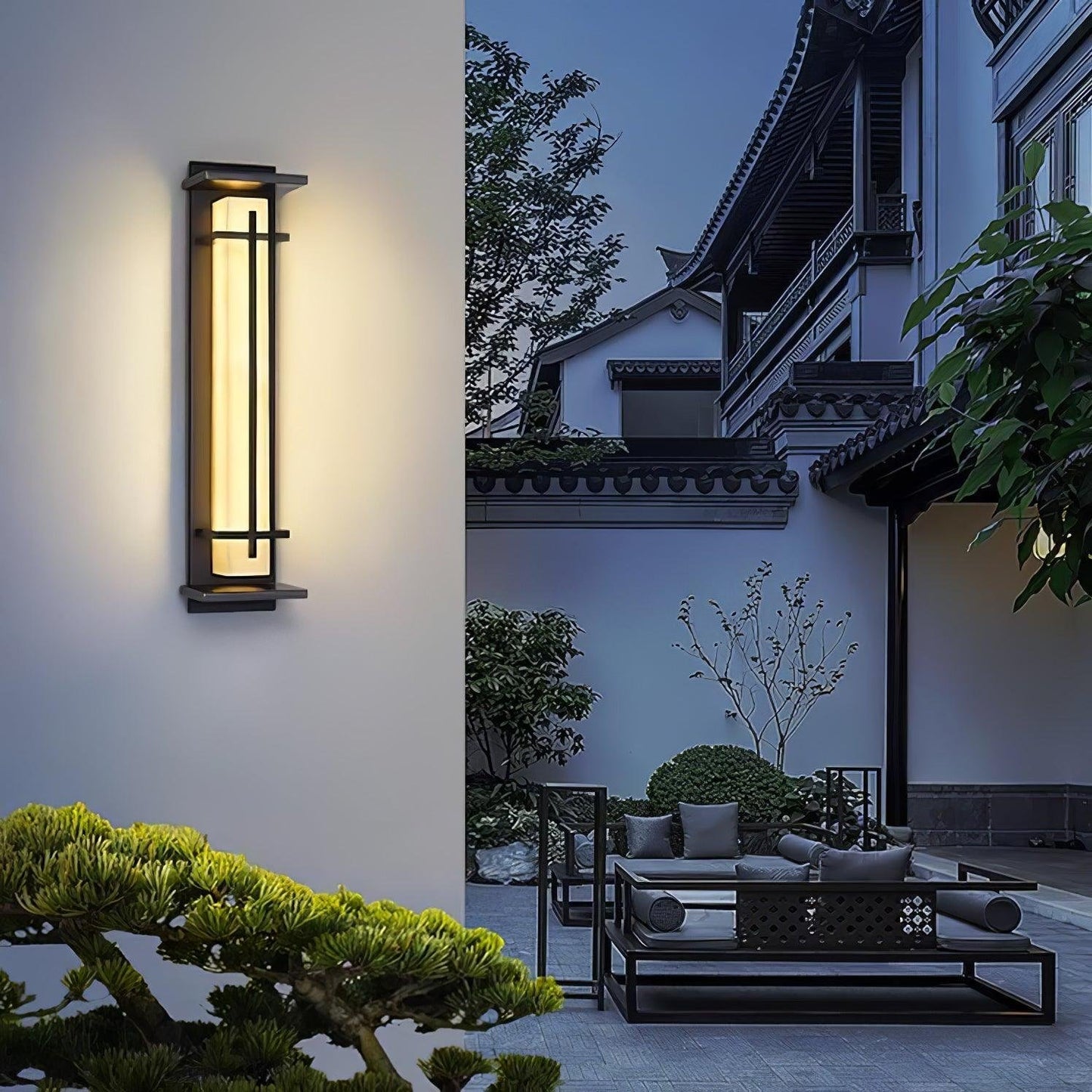 Ray Square Outdoor Wall Light  Imitation Alabaster Waterproof View 14