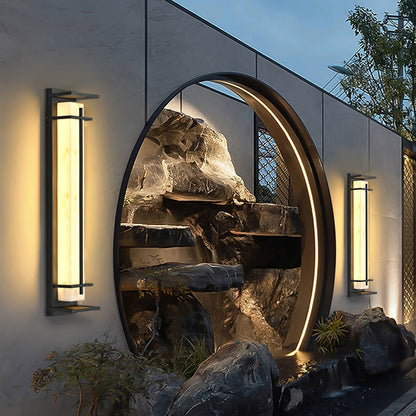 Ray Square Outdoor Wall Light  Imitation Alabaster Waterproof View 24