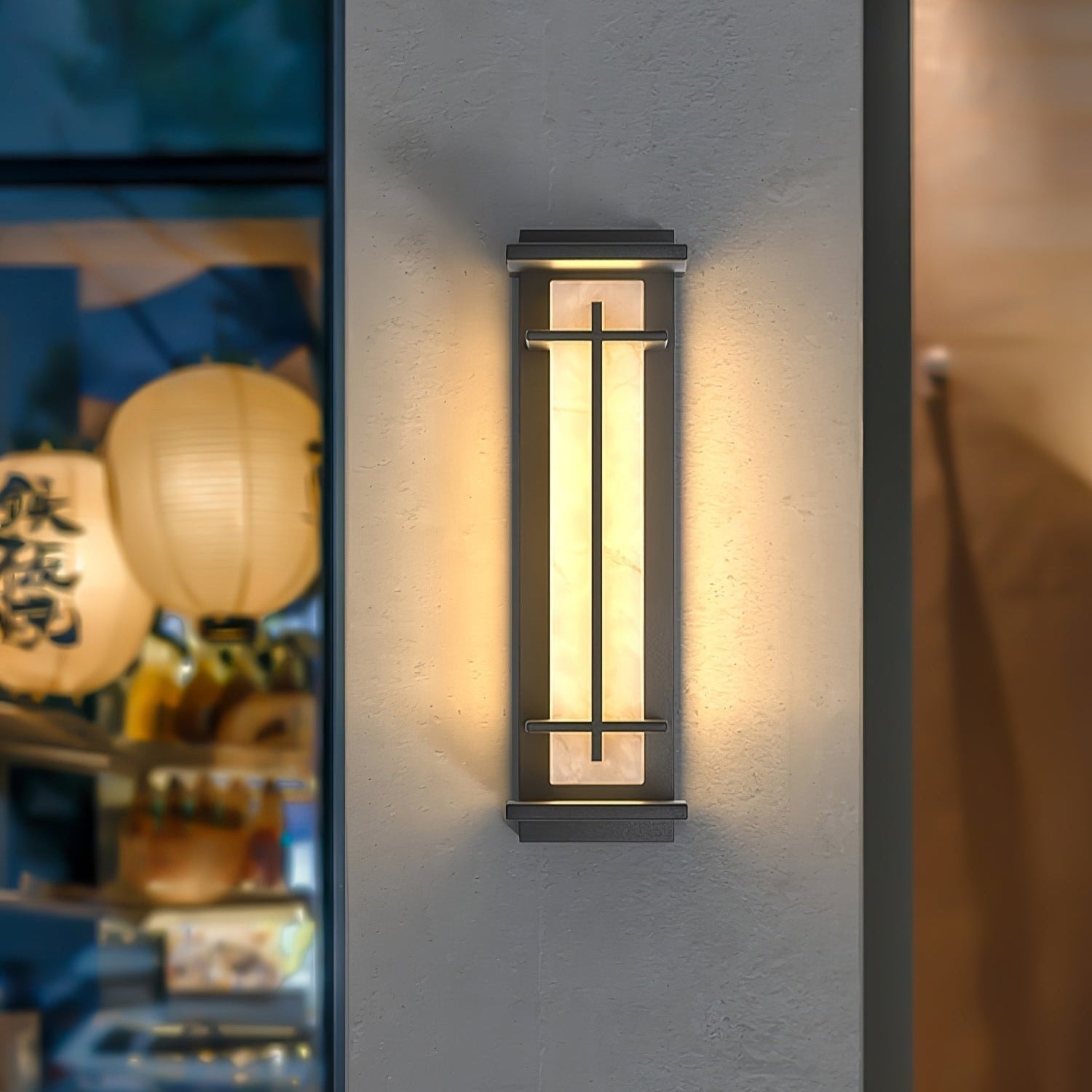Ray Square Outdoor Wall Light  Imitation Alabaster Waterproof View 37