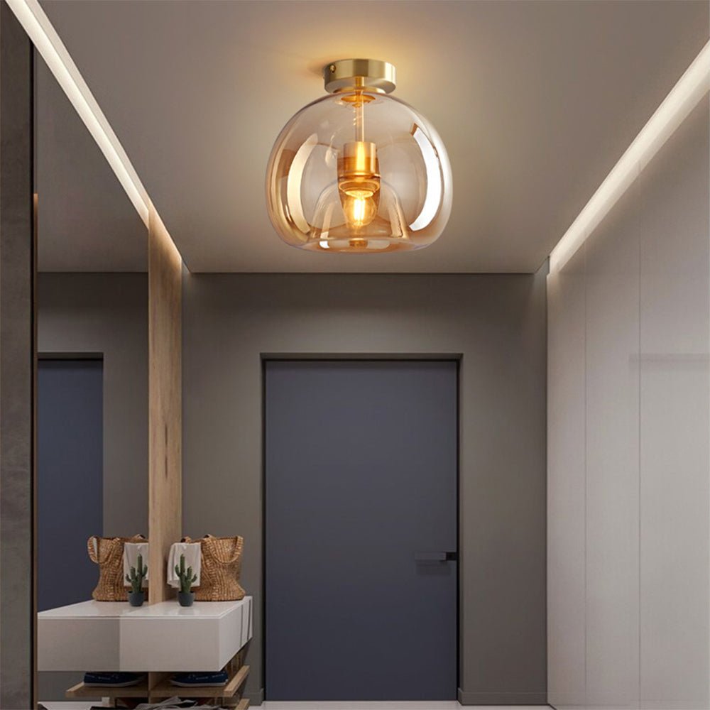 Retro Copper Glass Modern Ceiling Lights Back