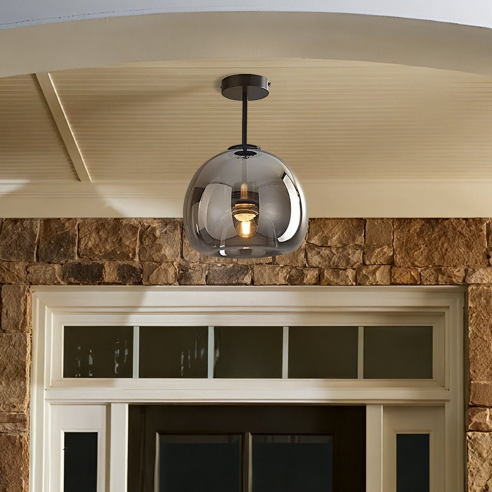 Retro Copper Glass Modern Ceiling Lights Close Up