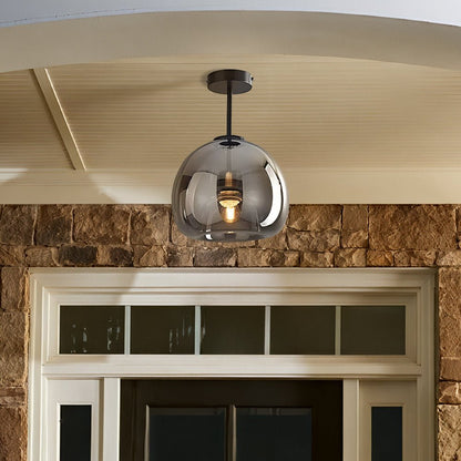 Retro Copper Glass Modern Ceiling Lights Close Up