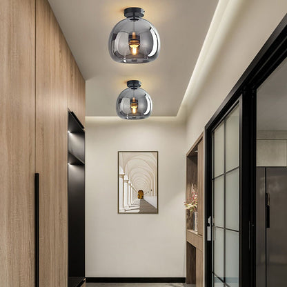 Retro Copper Glass Modern Ceiling Lights Front