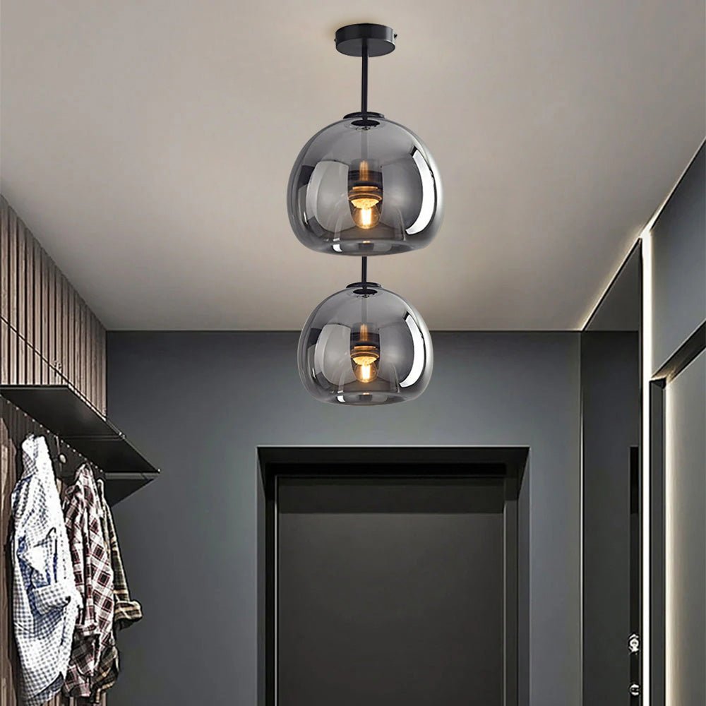 Retro Copper Glass Modern Ceiling Lights Side