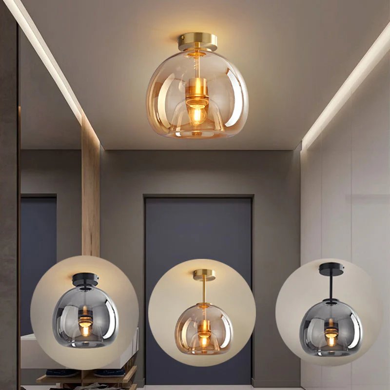 Retro Copper Glass Modern Ceiling Lights View 12