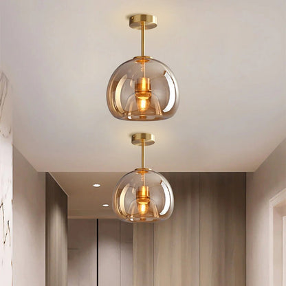 Retro Copper Glass Modern Ceiling Lights View 14