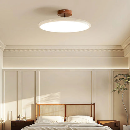 Retro Enameled Flush Mount Ceiling Light Terracotta Disc Lifestyle