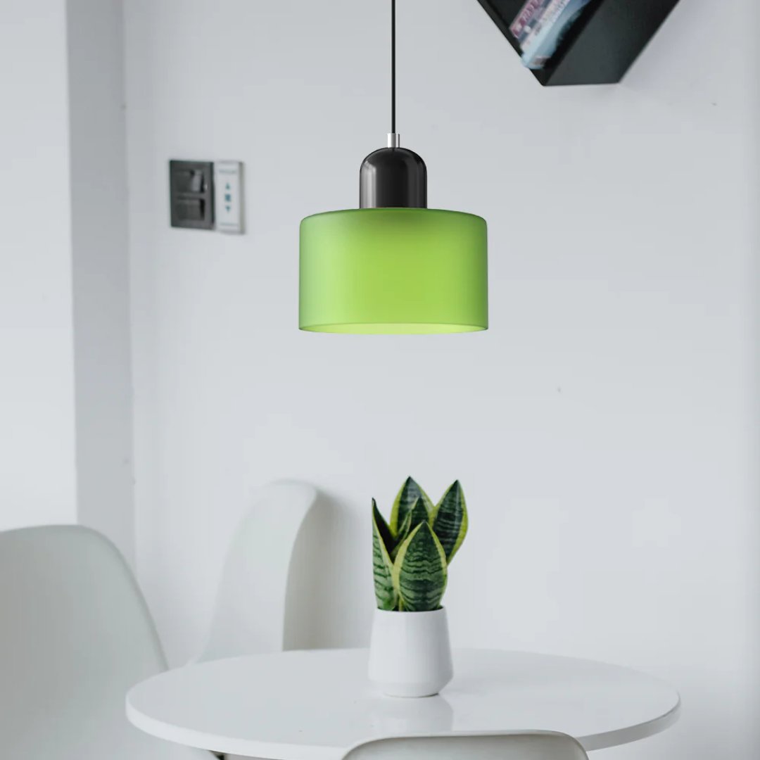 Retro Fabric Pendant Light Colour Block Drum Shade Alternate
