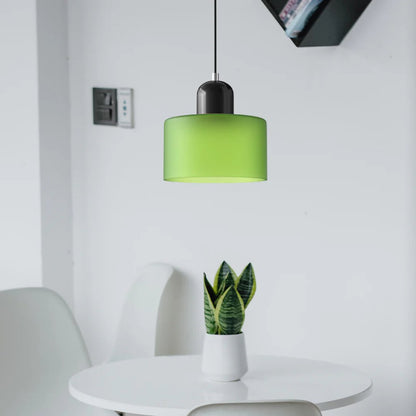 Retro Fabric Pendant Light Colour Block Drum Shade Alternate