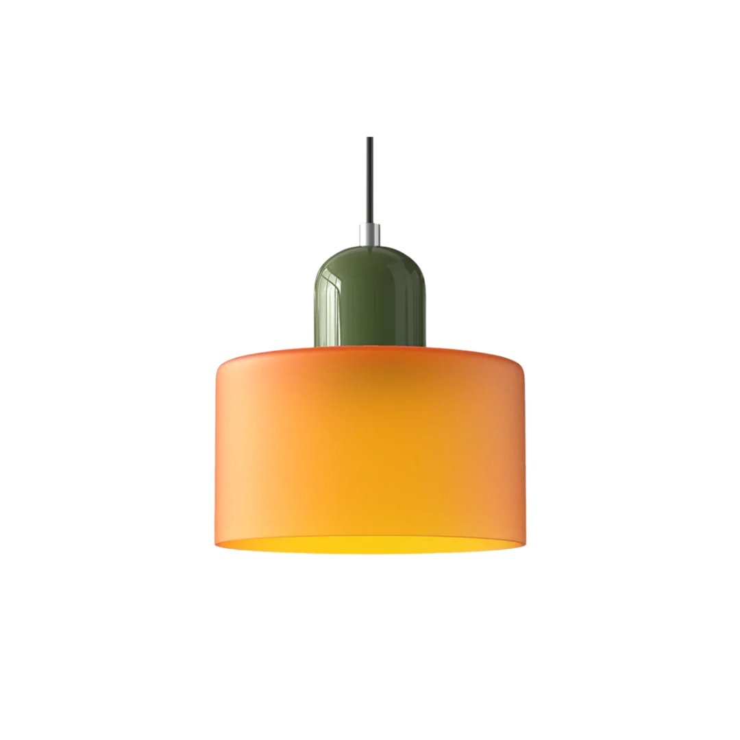 Retro Fabric Pendant Light Colour Block Drum Shade Detail