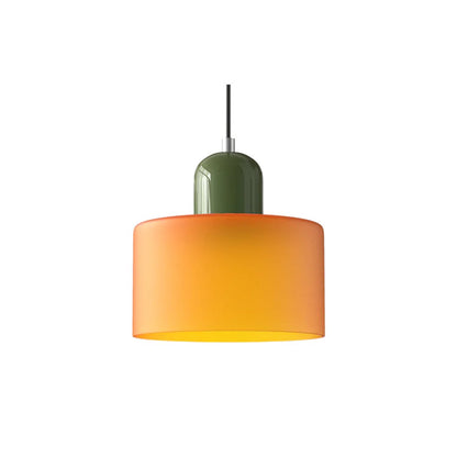 Retro Fabric Pendant Light Colour Block Drum Shade Detail