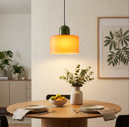 Retro Fabric Pendant Light Colour Block Drum Shade Hero