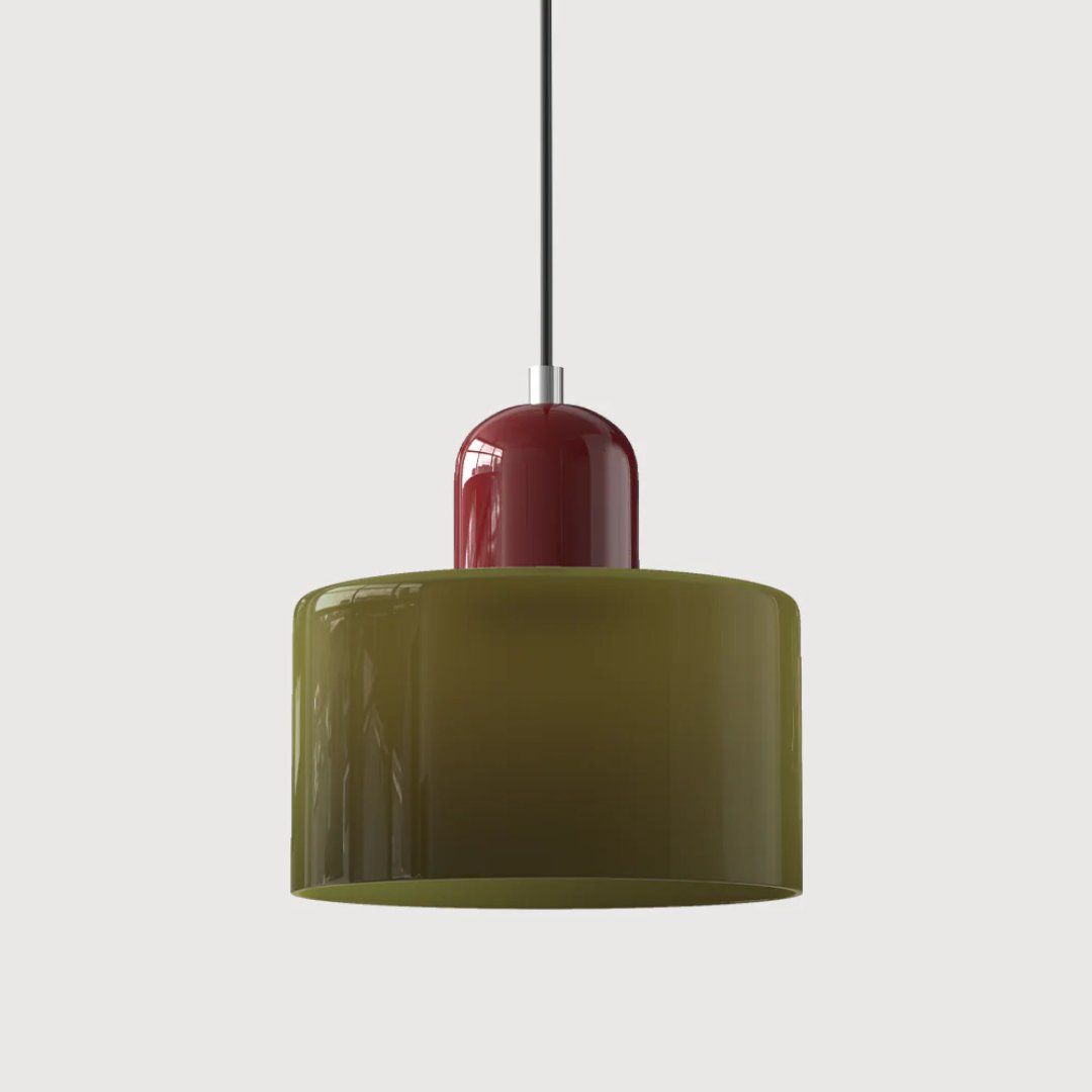 Retro Fabric Pendant Light Colour Block Drum Shade View 22