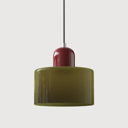 Retro Fabric Pendant Light Colour Block Drum Shade View 22