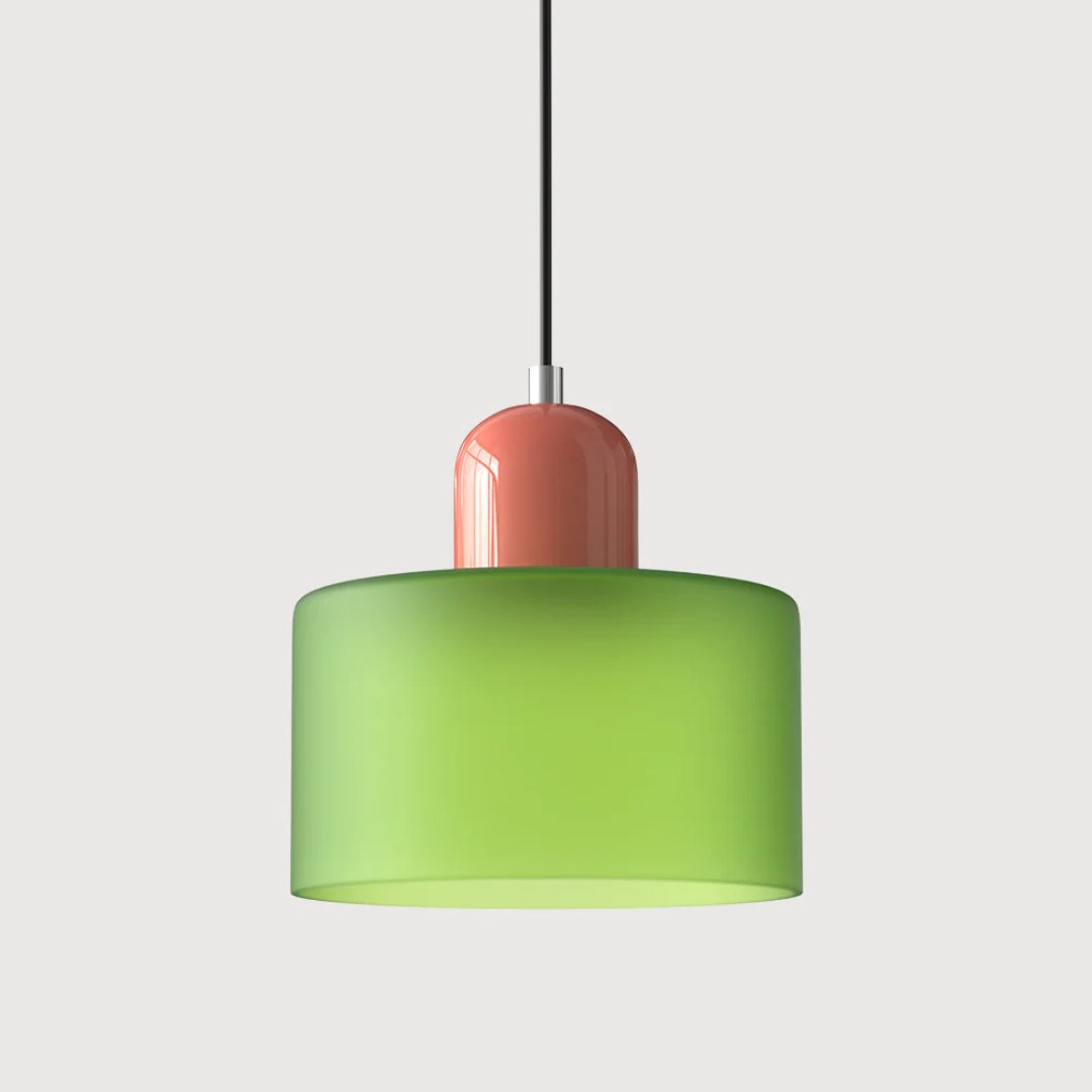 Retro Fabric Pendant Light Colour Block Drum Shade View 23