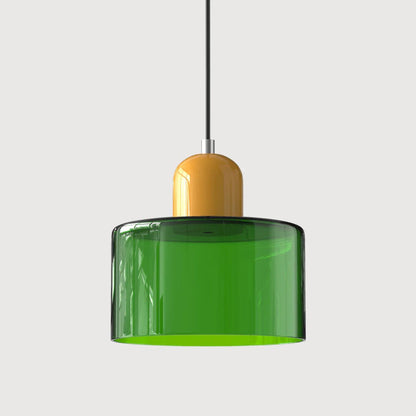 Retro Fabric Pendant Light Colour Block Drum Shade View 34
