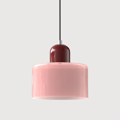 Retro Fabric Pendant Light Colour Block Drum Shade View 41