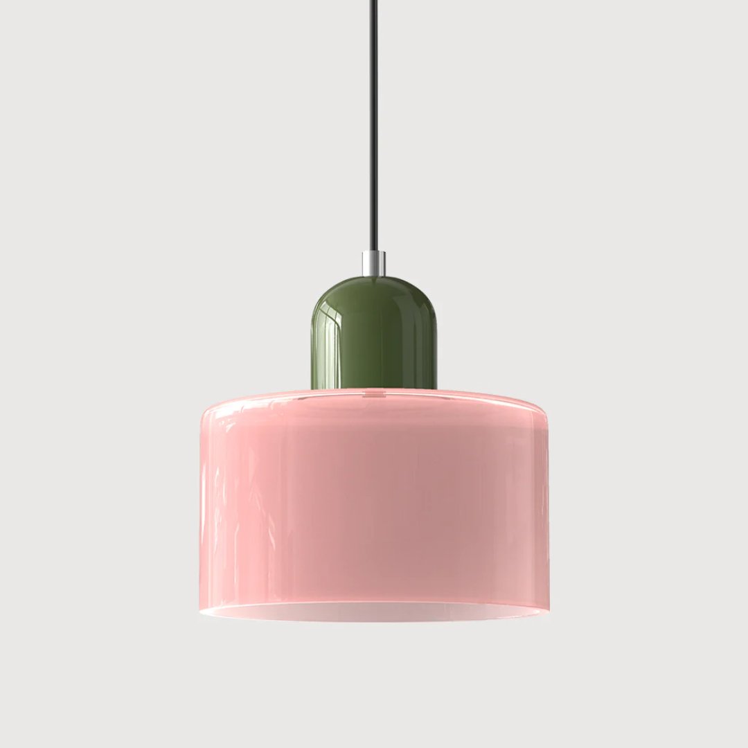 Retro Fabric Pendant Light Colour Block Drum Shade View 45